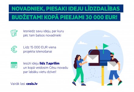 Izsludināts 2024.gada līdzdalības budžeta projektu konkurss; kopā pieejami 30 000 EUR